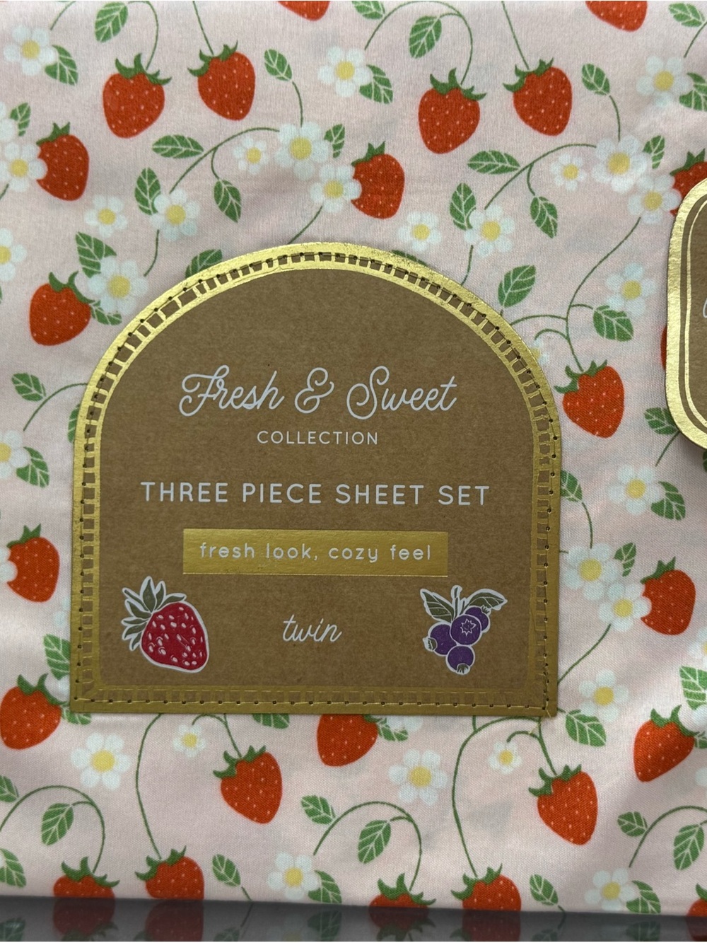 Milani Strawberry Print Three-Piece Sheet Set - Pink and Red